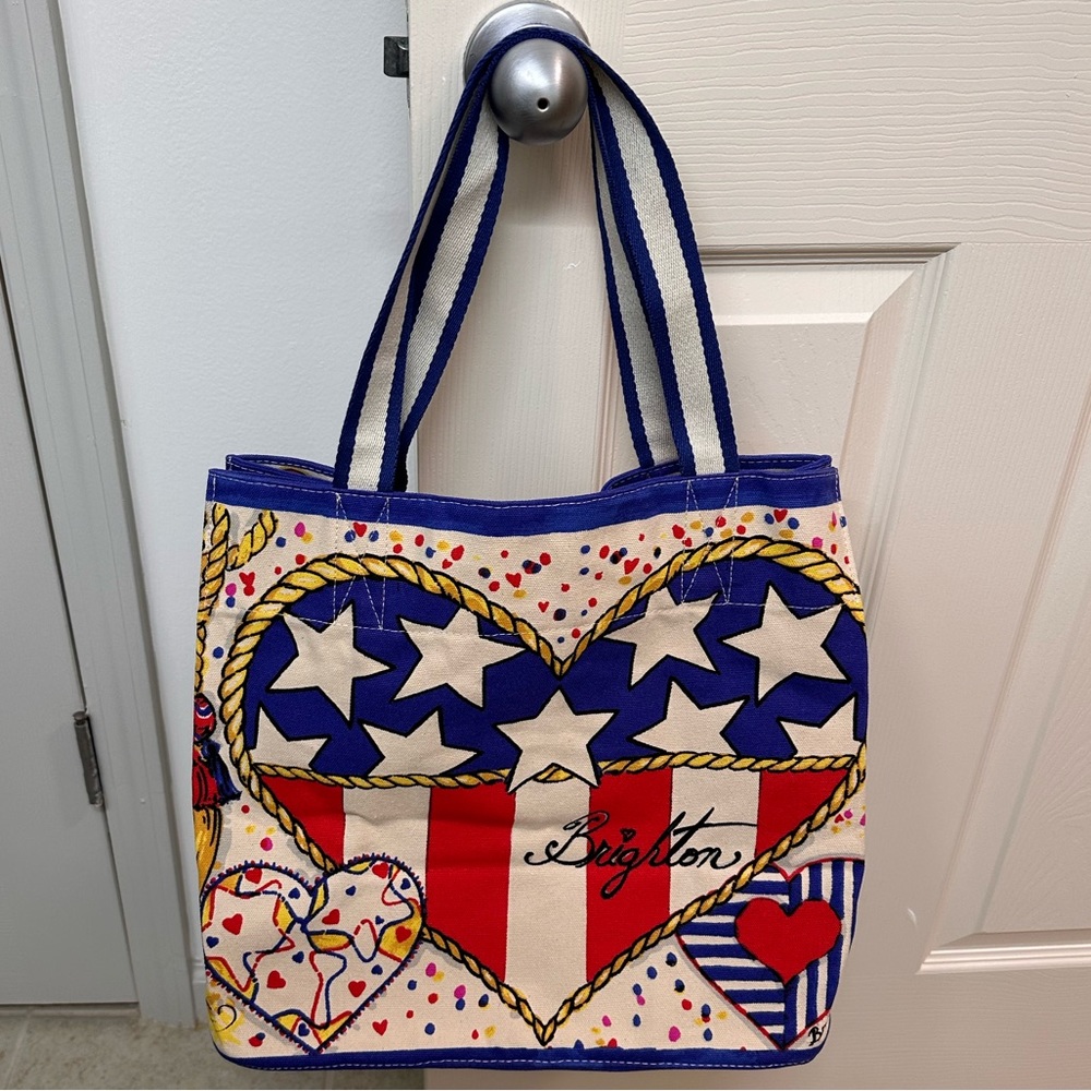 Brighton “Star Spangled Heart” Painted Canvas Tote Bag by Tom Clancy